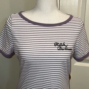 ModCloth Striped Embroidered Tee